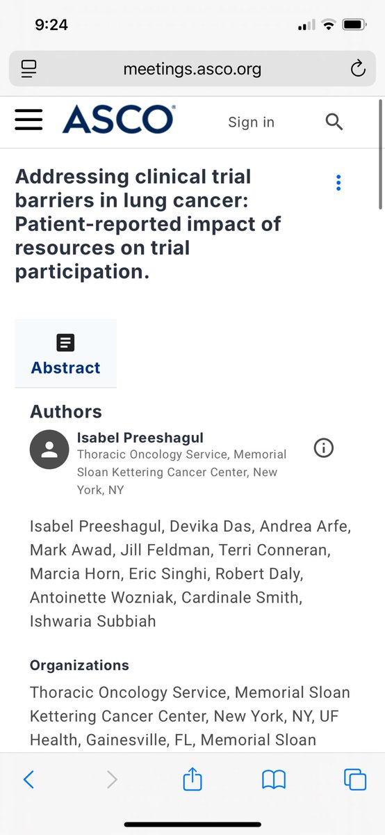 Sharing results from our study Addressing pt barriers to accrual for #lungcancer #clinicaltrials 
Biggest barriers that if addressed would impact accrual: 

-⬆️ support/navigator 
-Consolidate appts 
📣 We need to listen to our pts-as it’s they who move the needle! THANK YOU!