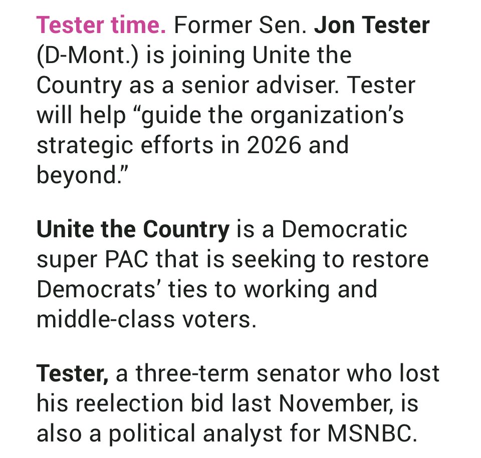 “anti-SuperPac politicians” who lose an election in MT only to then afterwards go ahead and get on the payroll to rep a SuperPac seems to be a trend cc:<a href="/GovernorBullock/">Steve Bullock</a>