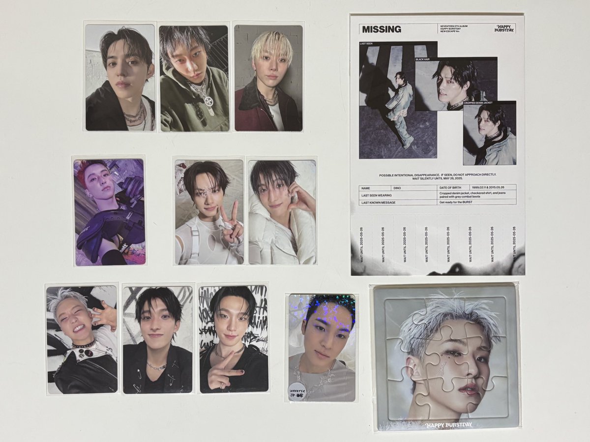 ___cqrp's tweet photo. SEVENTEEN HAPPYBURSTDAY 交換 トレカ 特典 パズル

譲：エスクプス ジュン ホシ ディエイト ミンギュ ドギョム スングァン ディノ

求：同種ウジ

・郵送でのお取引📮
・特典は他店舗◎

\お気軽にお声かけください!/ https://t.co/oClp04Ryi0