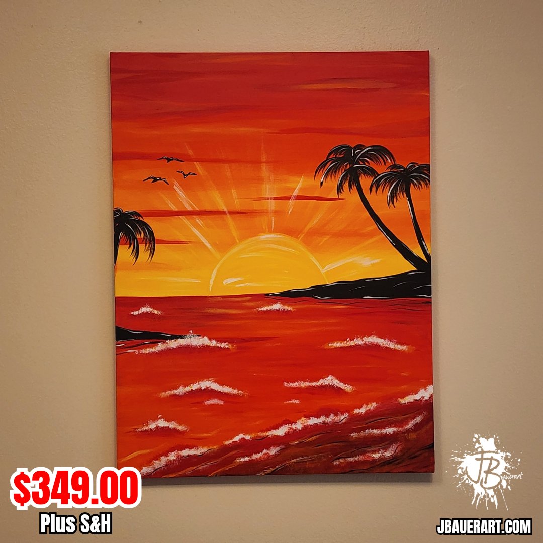 JBauerart's tweet photo. Art piece of the day!
It's an 18" x 24" acrylic painting on canvas. If you live near Northeast Ohio, shoot me a message to save on shipping.

#JBauerart #Art #artist #create #painting #sunset #ocean #oceanview #artwork #ohio #ohioartist #canvas https://t.co/M07fqNmyW6