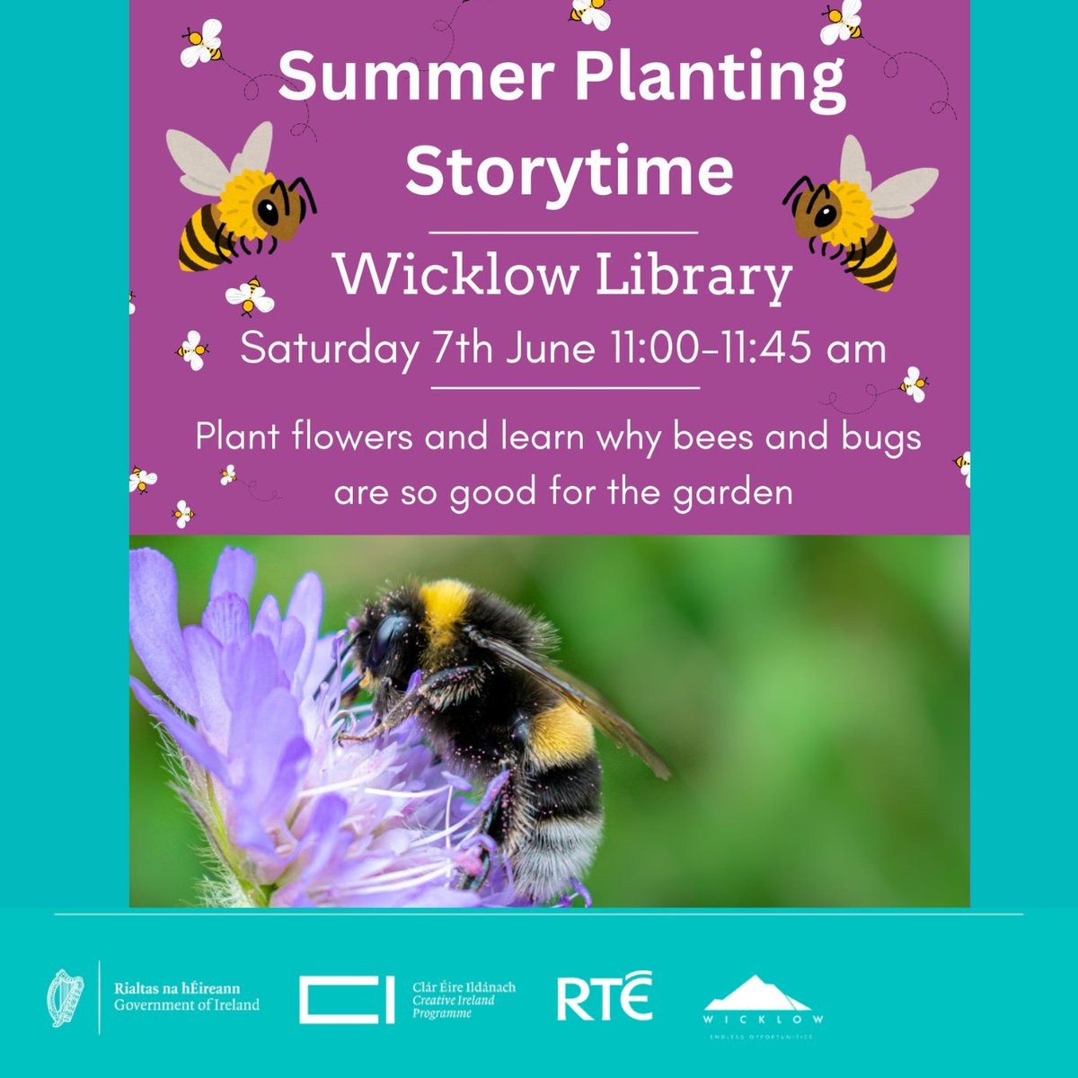 artsoffice's tweet image. Wicklow Town Library is bursting with creativity for #CruinniúnanÓg on June 7!
🎨Calm & Create: 10:30AM + 12PM
🌼Storytime & planting: 11AM
📘Design a Book Cover: 2:30PM
🎟️ Booking required for most: wicklib@wicklowcoco.ie
#UnleashYourCreativeSpark
@creativeirl @WicklowLibs