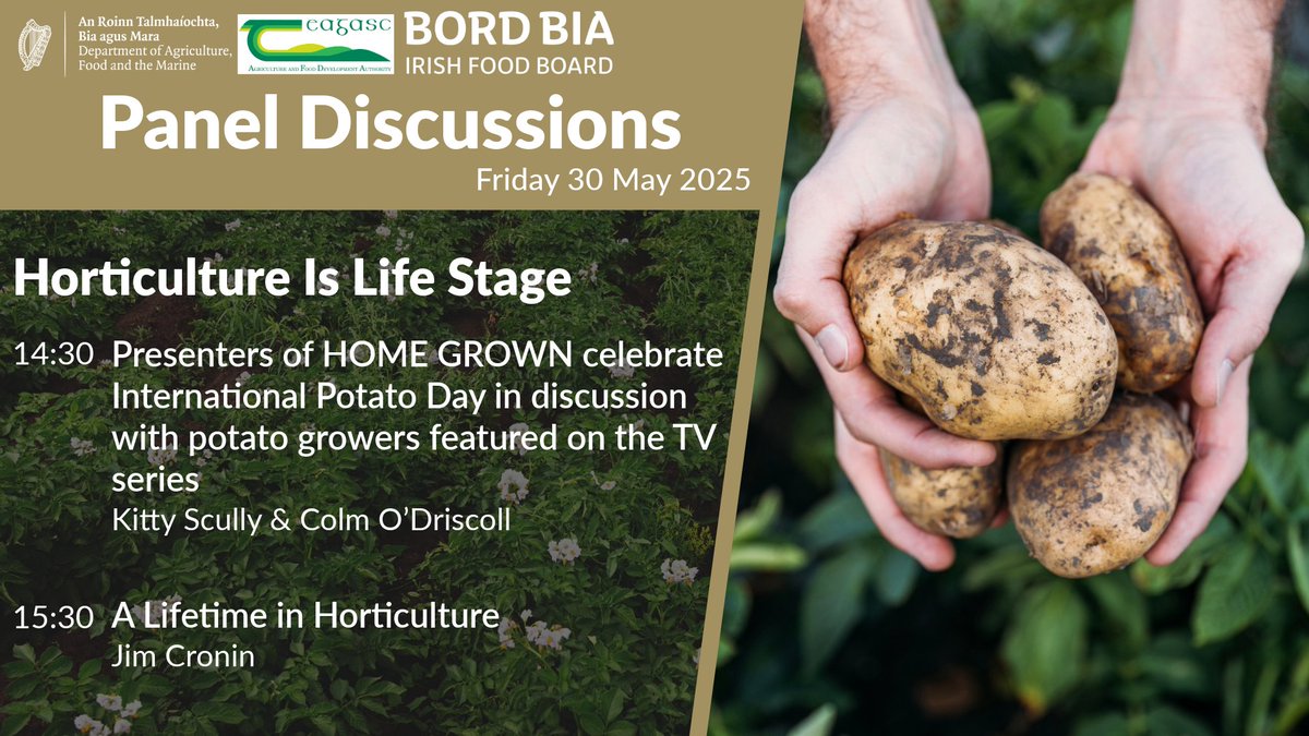 Join us at #BordBiaBloom2025 from May 29th - June 2nd 2025.

We are hosting series of panel discussions at the Horticulture is Life stage. Don't forget to swing by tomorrow to celebrate 'International Potato Day.'