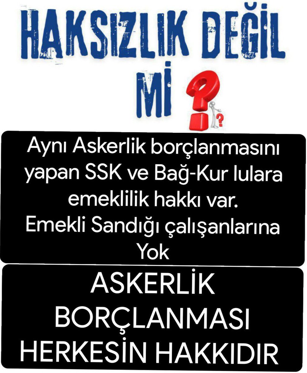 Sinan KARACA (@cm40881cm) on Twitter photo <a href="/_aliyalcin_/">Ali YALÇIN</a> ASKERLİK BORÇLANMASINDA çok büyük EŞİTSİZLİK ve HAKSIZLIK var
#Memurlar olarak yıllardır sesimizi duyurmak için mücadele ediyoruz.
Lütfen mağduriyetimizi dile getirirmisiniz.
<a href="/_aliyalcin_/">Ali YALÇIN</a> <a href="/_aliyalcin_/">Ali YALÇIN</a> ASKERLİK BORÇLANMASINDA çok büyük EŞİTSİZLİK ve HAKSIZLIK var
#Memurlar olarak yıllardır sesimizi duyurmak için mücadele ediyoruz.
Lütfen mağduriyetimizi dile getirirmisiniz.
<a href="/_aliyalcin_/">Ali YALÇIN</a>