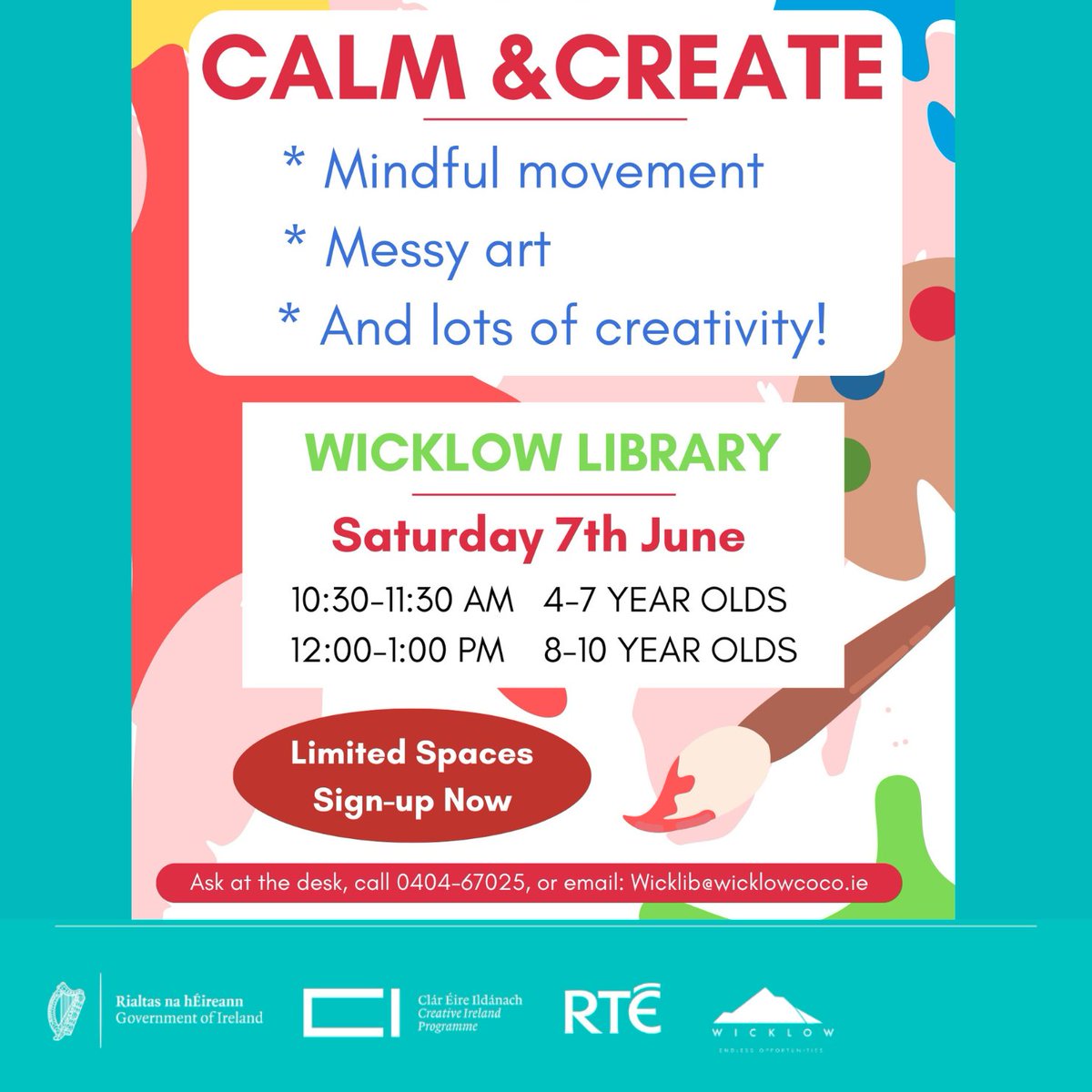 artsoffice's tweet image. Wicklow Town Library is bursting with creativity for #CruinniúnanÓg on June 7!
🎨Calm & Create: 10:30AM + 12PM
🌼Storytime & planting: 11AM
📘Design a Book Cover: 2:30PM
🎟️ Booking required for most: wicklib@wicklowcoco.ie
#UnleashYourCreativeSpark
@creativeirl @WicklowLibs
