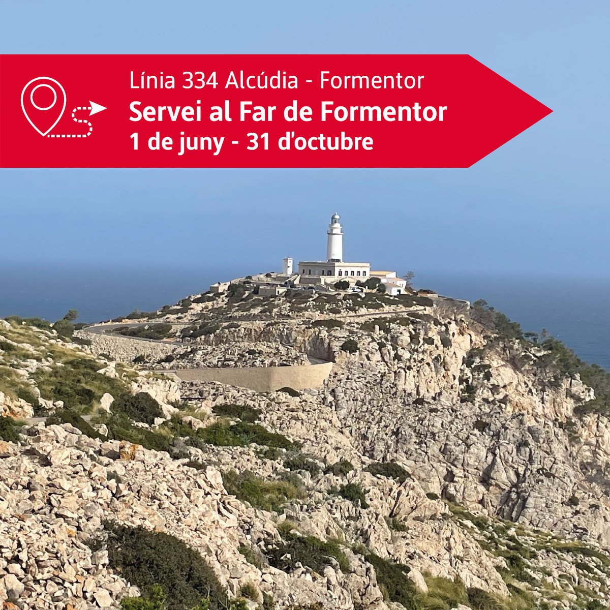 🚍El bus llançadora del TIB al far de Formentor reprèn el servei a partir d’aquest diumenge i enguany s’amplia fins al 31 d’octubre

🔹La línia 334 prolonga el recorregut fins al far durant el període de restriccions al trànsit, de cinc mesos

➡️tn.caib.es/BusFormentor20…
