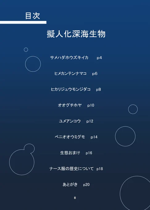 COMITIA152新刊の詳細になります

深海生物の生態的特徴などの詳細
擬人化ポイント
キャラ設定
ナース服の歴史について

などになります
擬人化したキャラは6体になっています
#擬人化 #深海病棟 