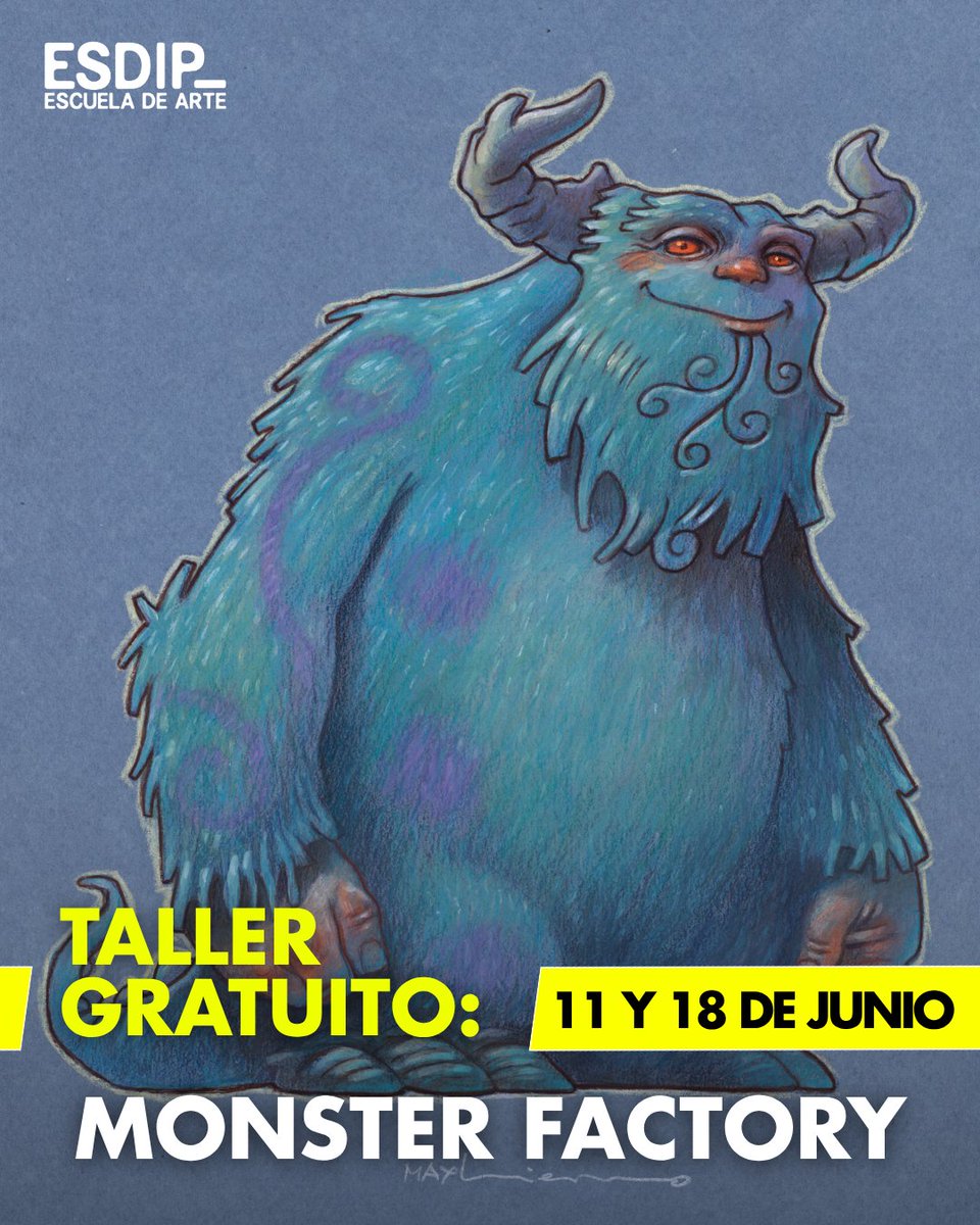 Taller gratuito de dibujo y color para estudiantes actuales de ESDIP. Impartido por <a href="/Max_Hierro/">Max Hierro</a>  Inscripciones en secretaría.

#esdip #escueladearte #monstruos #tallergratuito #tallerdedibujo #dibujo #color