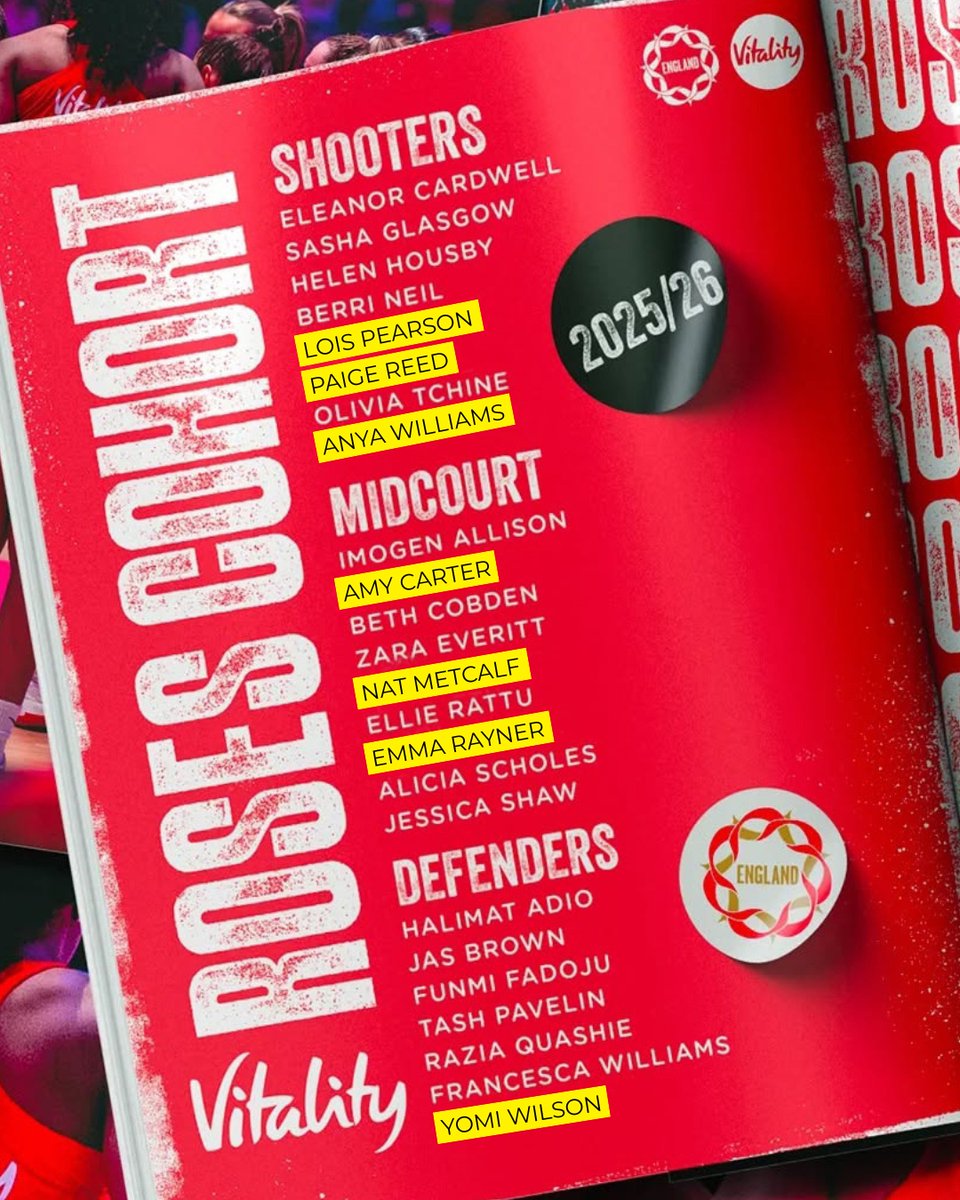 Manchester Thunder (@thundernetball) on Twitter photo A huge #congratulations to the 7⃣ Thunder athletes who have been selected to be a part of the <a href="/EnglandNetball/">England Netball</a> Vitality Roses squad for 2025-26 😍⚡️🌹
💛 <a href="/loisepearson_x/">lois</a>
🖤 <a href="/paige_reedxx/">Paige Reed</a>
💛 <a href="/anyawilliamss_/">Anya williams</a>
🖤 <a href="/AmyJcarter6/">Amy Carter</a>
💛 <a href="/nataliesymone/">natalie metcalf</a>
🖤 <a href="/Emmarayner01/">Emma</a>
💛 <a href="/YomiWilson64/">Yomi Wilson</a> A huge #congratulations to the 7⃣ Thunder athletes who have been selected to be a part of the <a href="/EnglandNetball/">England Netball</a> Vitality Roses squad for 2025-26 😍⚡️🌹
💛 <a href="/loisepearson_x/">lois</a>
🖤 <a href="/paige_reedxx/">Paige Reed</a>
💛 <a href="/anyawilliamss_/">Anya williams</a>
🖤 <a href="/AmyJcarter6/">Amy Carter</a>
💛 <a href="/nataliesymone/">natalie metcalf</a>
🖤 <a href="/Emmarayner01/">Emma</a>
💛 <a href="/YomiWilson64/">Yomi Wilson</a>