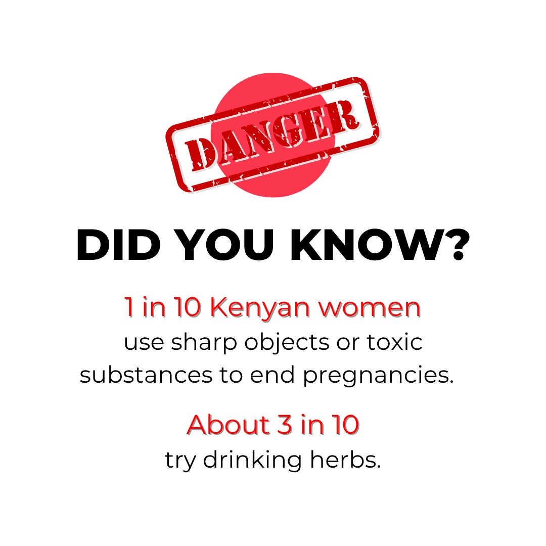 Did you know? 1 in 10 Kenyan women use sharp objects or toxic chemicals to end pregnancies, while 3 in 10 rely on unregulated herbs. These are harmful and unsafe methods done is silence, fear and shame. #LetTheDataSpeak

#ListenToWomen and allow them make healthy decisions