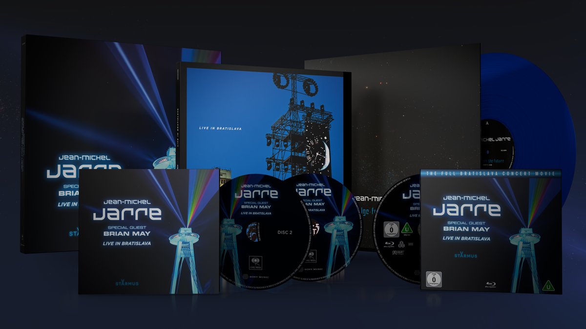 jeanmicheljarre's tweet photo. I’m happy to share that ‘LIVE IN BRATISLAVA’ with Special Guest Brian May will be released on September 5th worldwide, and is now ready for pre-order, including a limited edition Ultimate Collector’s Box Set. Details and pre-order: https://t.co/DPQOyzZ6n5 https://t.co/tKxlKlnV8t