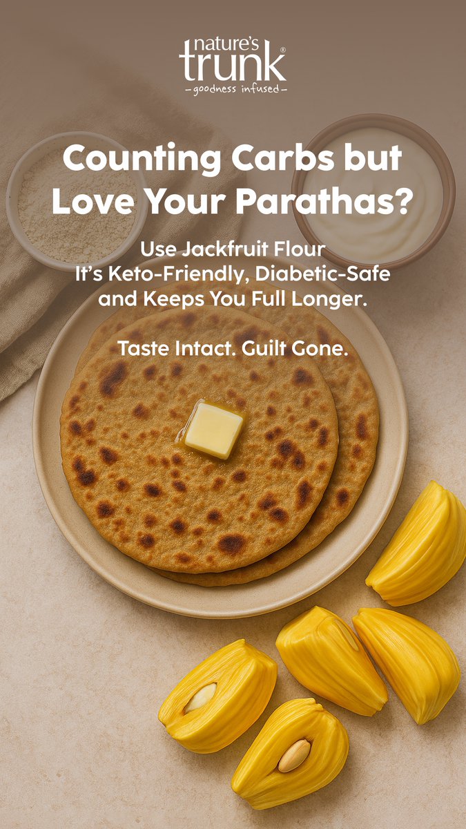 Natures_Trunk's tweet image. Counting Carbs but Love Your Parathas?
Switch to Jackfruit Flour! It’s Keto-Friendly, Diabetic-Safe, and keeps you feeling full longer.
🔥 Taste intact. Guilt gone.
🌱 Nature’s way to healthy parathas!

💡 #JackfruitFlour #HealthyParathas #LowCarbLiving #DiabeticFriendly