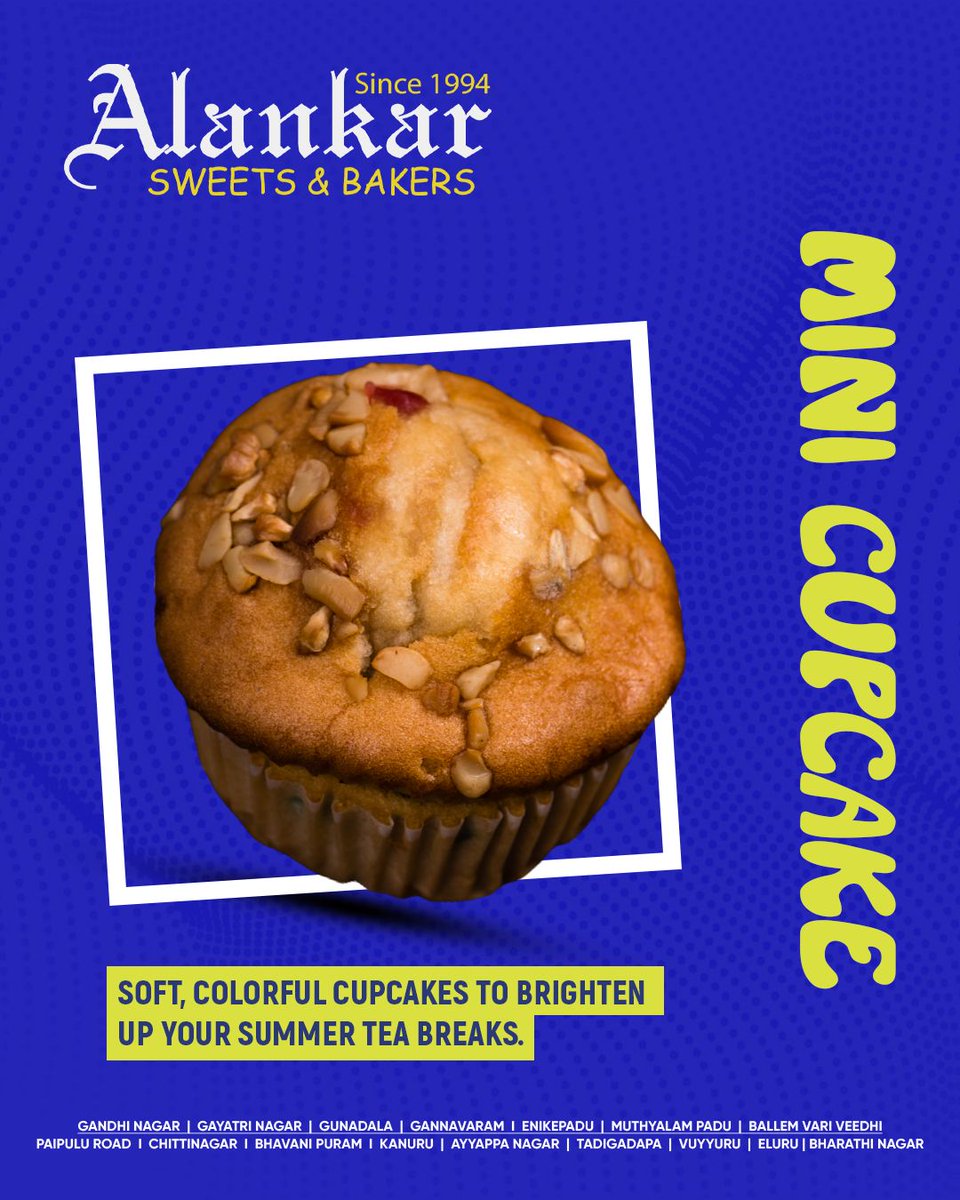 AlankarBakery's tweet image. ✨ Bite into happiness with our soft, delicious Mini Cupcakes! 🍰
Perfectly baked to sweeten your tea breaks and brighten your day. ☕🌞

📍Available at all Alankar outlets across Vijayawada
Since 1994 | Trusted Taste | Pure Delight

#AlankarSweets #MiniCupcakes #TeaTimeTreats