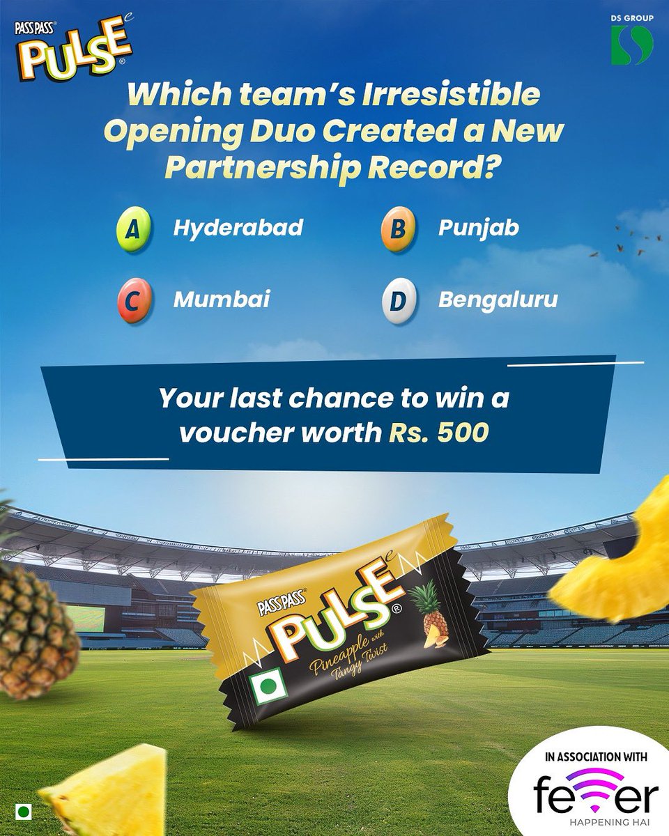While the team makes last moment attempts to enter top 4, you should take the last chance to be a winner!
a . Follow the page <a href="/PassPass_Pulse/">Pulse</a> 
b. Answer the questions featuring on the page using #PULSECricketFEVER