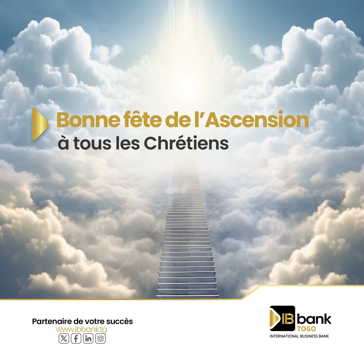 ibbank228's tweet photo. Bonne fête de l'Ascension à tous les chrétiens. 🌟
#IBbankTogo #LaBanque #Espérence #Ascension25 https://t.co/zXlfecQlJW