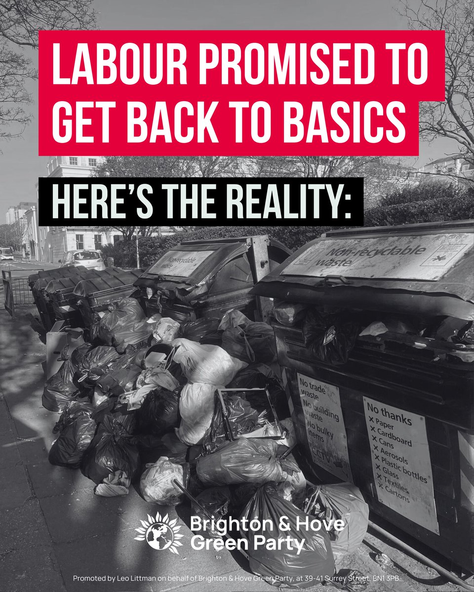 BHGreens's tweet photo. Labour promised to get back to basics over Brighton &amp; Hove's bins.

🥀 Instead, things are worse than ever.

Here's the reality. 

🧵A thread: https://t.co/y7ZSBFMA2R