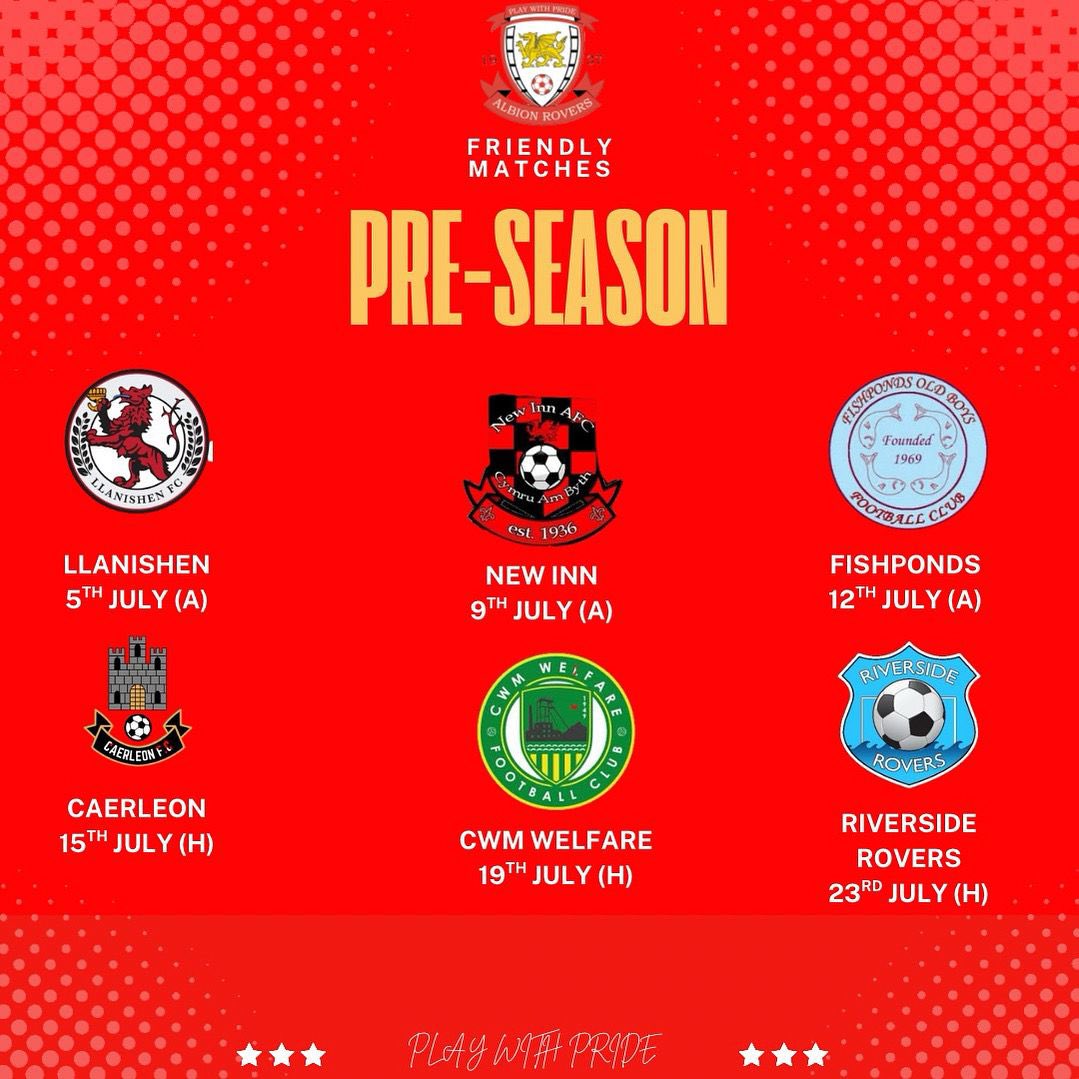 ‼️‼️Fixtures Confirmed‼️‼️ 

As the 25/26 season is approaching, we have cemented our pre-season fixtures.
Thanks to all the teams who have responded and decided to play us this pre-season.
If you are interested in playing our reserve team July or August, please contact us.