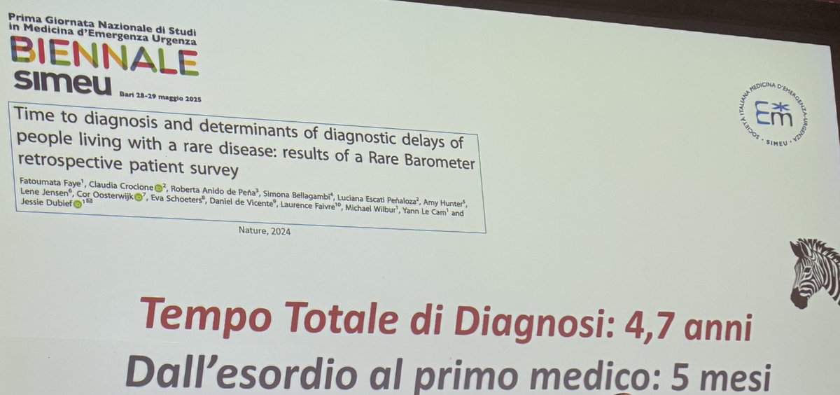 Roberto Cosentini (@rob_cosentini) on Twitter photo #Bedsidepearls on Rare Diseases via <a href="/fabiodeiaco/">Fabio De Iaco</a> at 1st Biennale Bari 28-29 may 2025
🦓 Rare diseases ➡️ <5/10.000
👤 30 millions in Europe, 2 millions in Italy
🧑🧑🧒🧒 Rate Diseases, yet Many patients #Bedsidepearls on Rare Diseases via <a href="/fabiodeiaco/">Fabio De Iaco</a> at 1st Biennale Bari 28-29 may 2025
🦓 Rare diseases ➡️ <5/10.000
👤 30 millions in Europe, 2 millions in Italy
🧑🧑🧒🧒 Rate Diseases, yet Many patients