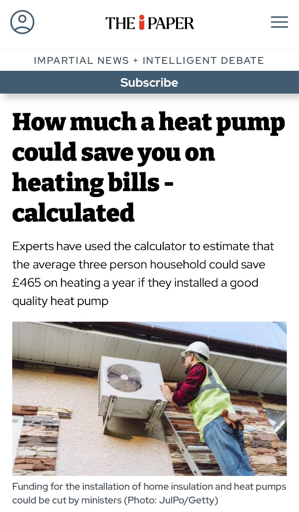 Jan Rosenow (@janrosenow) on Twitter photo NEW HEAT PUMP COST CALCULATOR: The i Paper just published an article about the new cost calculator I developed with Ambient through my research at the <a href="/ecioxford/">ECI, Univ of Oxford</a> <a href="/OrielOxford/">Oriel College</a> and <a href="/RegAssistProj/">RAP</a>
inews.co.uk/news/how-much-… NEW HEAT PUMP COST CALCULATOR: The i Paper just published an article about the new cost calculator I developed with Ambient through my research at the <a href="/ecioxford/">ECI, Univ of Oxford</a> <a href="/OrielOxford/">Oriel College</a> and <a href="/RegAssistProj/">RAP</a>
inews.co.uk/news/how-much-…