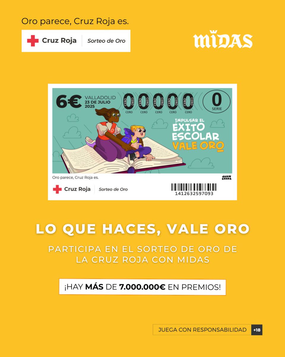 Lo que haces por las personas #ValeOro 💛

Desde #Midas estamos colaborando con <a href="/CruzRojaEsp/">Cruz Roja Española</a> en el #SorteodeOro que se celebrará el próximo 23 de julio. Puedes ganar 3.000.000€ y apoyar a quienes más lo necesitan. 🙌 
🍀 Puedes comprar tus boletos aquí 👉 midas.concruzroja.es