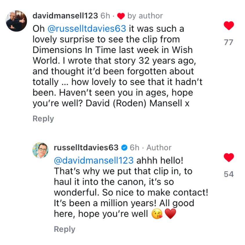 MatthewRimmer's tweet photo. Very glad that post-#WishWorld, the official @bbcdoctorwhoβs website claim that #DimensionsInTime is βnon-canonicalβ has now been proven wrong.
Dimensions in Time is canonical. Fact. Justice for us children of the Wilderness Years!
#DoctorWho #Canon https://t.co/uPCJ2umLxU