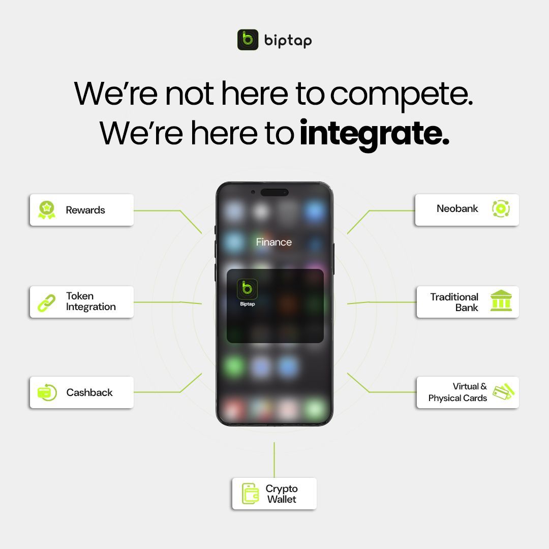 The omnibank vision isn’t here to compete with traditional banks, neobanks, or fintech platforms.

<a href="/biptapofficial/">biptap</a> is here to connect them. ✅

By integrating diverse financial systems — fiat and crypto, legacy rails and next-gen infrastructure — the goal is to create one