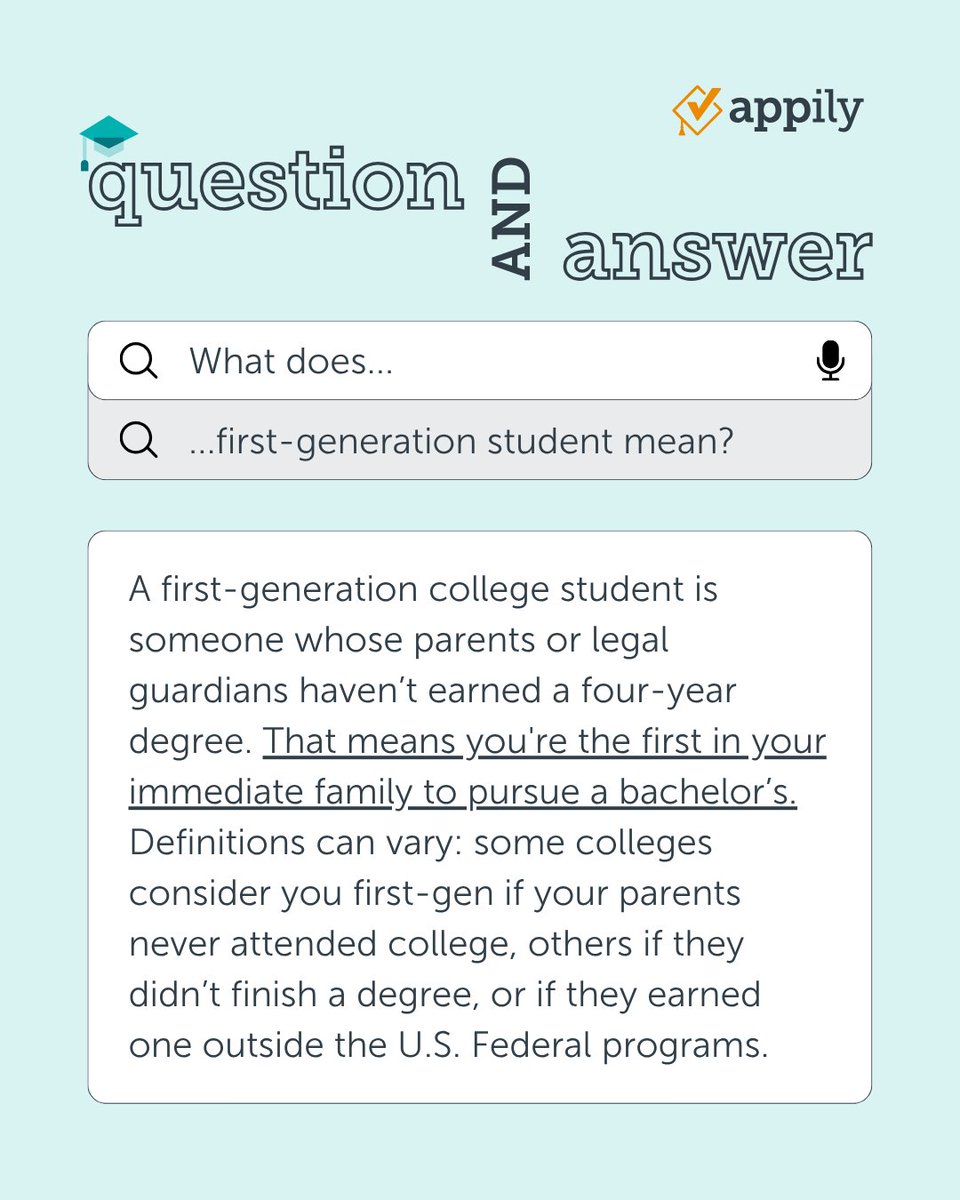 AppilyCom's tweet image. Come back tomorrow if you want tips for first-generation student success 💫

#FirstGenerationStudent #FirstGenStudent #FirstGenerationCollegeStudent