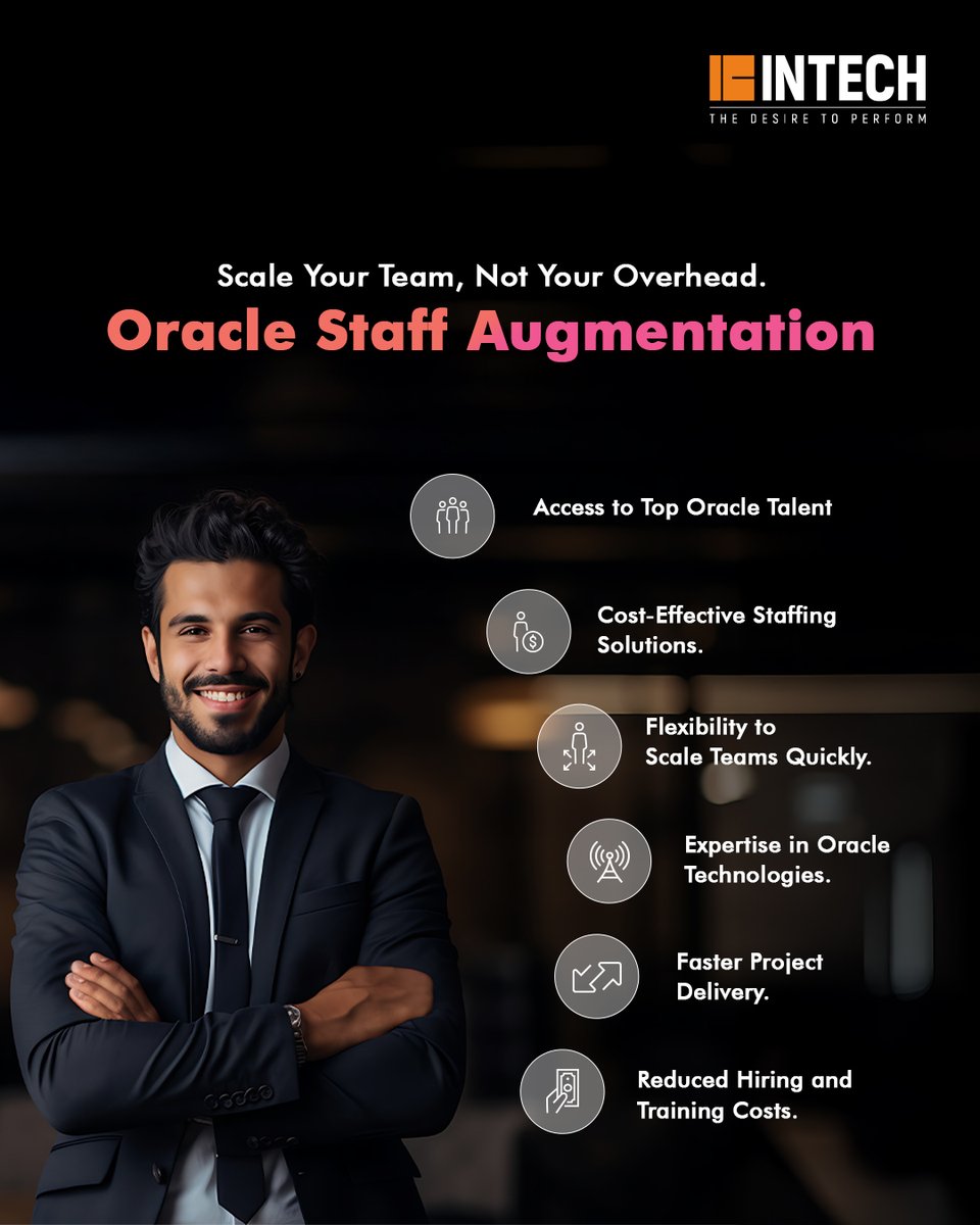 icsglobal_in's tweet image. Scale smarter with #Oracle Staff Augmentation.
Whether you need specialized Oracle experts or want to speed up delivery timelines, INTECH offers flexible, cost-effective staffing solutions tailored to your needs.
#INTECH #OracleExperts #StaffAugmentation #IntechSolutions