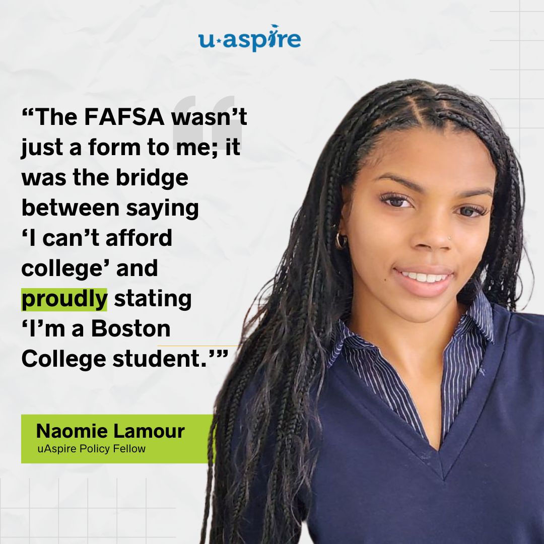 “The FAFSA was my bridge to Boston College. Too many students don’t get that chance.”

Read uAspire Policy Fellow Laura McNair’s powerful op-ed on why MA must expand FAFSA support. bit.ly/4jlvk7S
