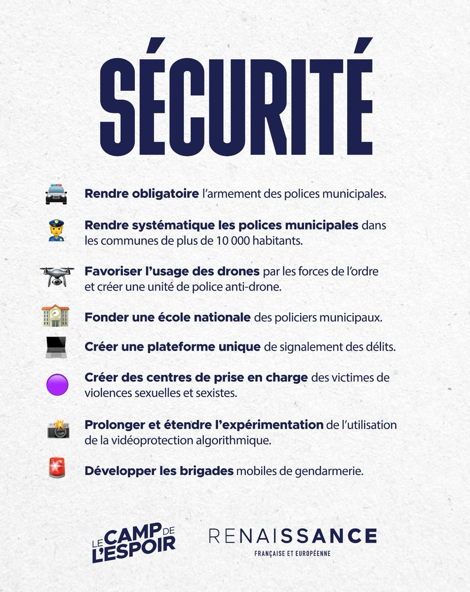 CastroDemariaM's tweet photo. à @Renaissance, nous avons proposé des mesures concrÚtes pour améliorer le quotidien des Français : mieux armer les #polices municipales, mieux #former, mieux #signaler, mieux #protéger. #sécurité
https://t.co/K2v8EiOs9p https://t.co/uT07659xur