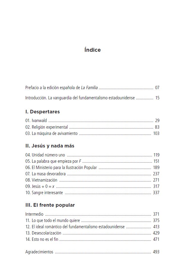 Capitán Swing (@capitan_swing) on Twitter photo Esta edición de La Familia. Las raíces invisibles del fundamentalismo en Estados Unidos, de <a href="/JeffSharlet/">Jeff Sharlet</a>, ha sido traducida por <a href="/cuellarmenezo1/">Jesús Cuéllar Menezo</a>.
Os dejamos por aquí el índice y el enlace web a la ficha del libro.
Esperamos que la lectura sea de vuestro agrado. Esta edición de La Familia. Las raíces invisibles del fundamentalismo en Estados Unidos, de <a href="/JeffSharlet/">Jeff Sharlet</a>, ha sido traducida por <a href="/cuellarmenezo1/">Jesús Cuéllar Menezo</a>.
Os dejamos por aquí el índice y el enlace web a la ficha del libro.
Esperamos que la lectura sea de vuestro agrado.