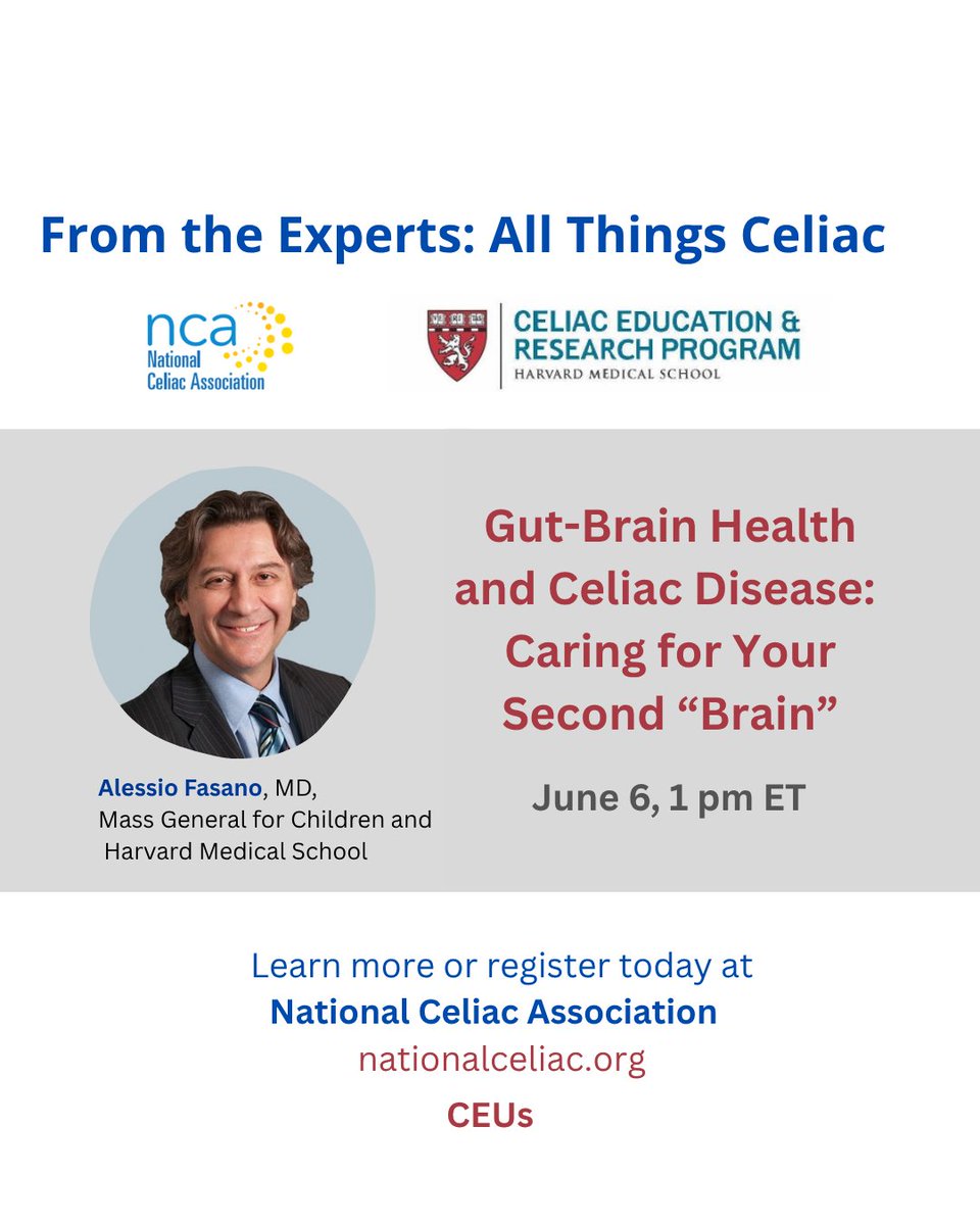 Center for Celiac Research and Treatment (@celiacresearch) on Twitter photo #celiacdisease - Let's "meet" our two expert speakers for our June 6th "All Things Celiac" webinar (free!) with @NationalCeliac and <a href="/harvardmed/">Harvard Medical School</a>. #microbiome #MedEd #CEUs #celiac #coeliac.
Registration link →nationalceliac.org/videos/ #celiacdisease - Let's "meet" our two expert speakers for our June 6th "All Things Celiac" webinar (free!) with @NationalCeliac and <a href="/harvardmed/">Harvard Medical School</a>. #microbiome #MedEd #CEUs #celiac #coeliac.
Registration link →nationalceliac.org/videos/