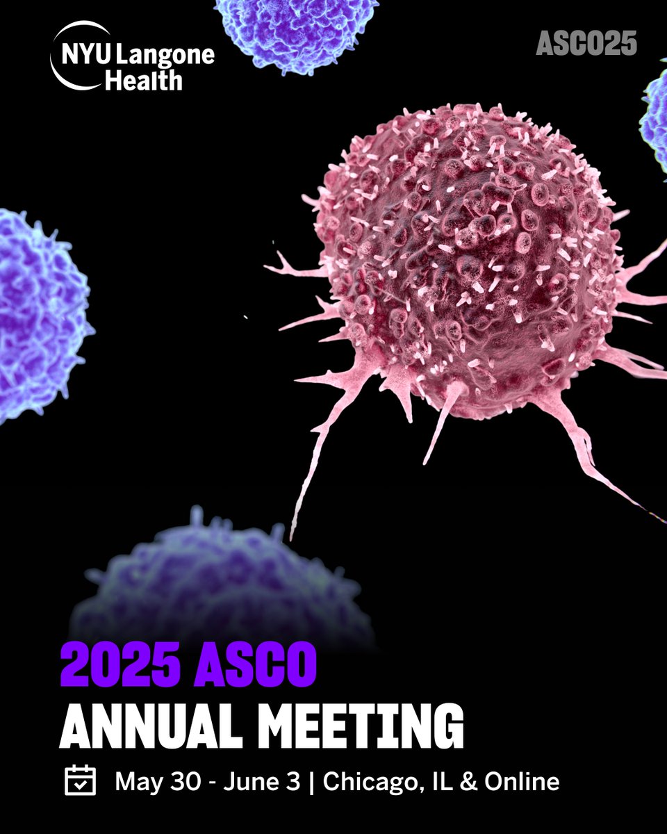 NYU Grossman School of Medicine (@nyugrossman) on Twitter photo At #ASCO25, NYU Langone experts share new findings in mCRPC drug combos (Dr. Wise), personalized breast cancer care from the ELEVATE trial (Dr. Chan), and IL-6 therapies in melanoma (Dr. Mehnert). 
See the full list of presenters ➡️  bit.ly/4kAuDbX At #ASCO25, NYU Langone experts share new findings in mCRPC drug combos (Dr. Wise), personalized breast cancer care from the ELEVATE trial (Dr. Chan), and IL-6 therapies in melanoma (Dr. Mehnert). 
See the full list of presenters ➡️  bit.ly/4kAuDbX
