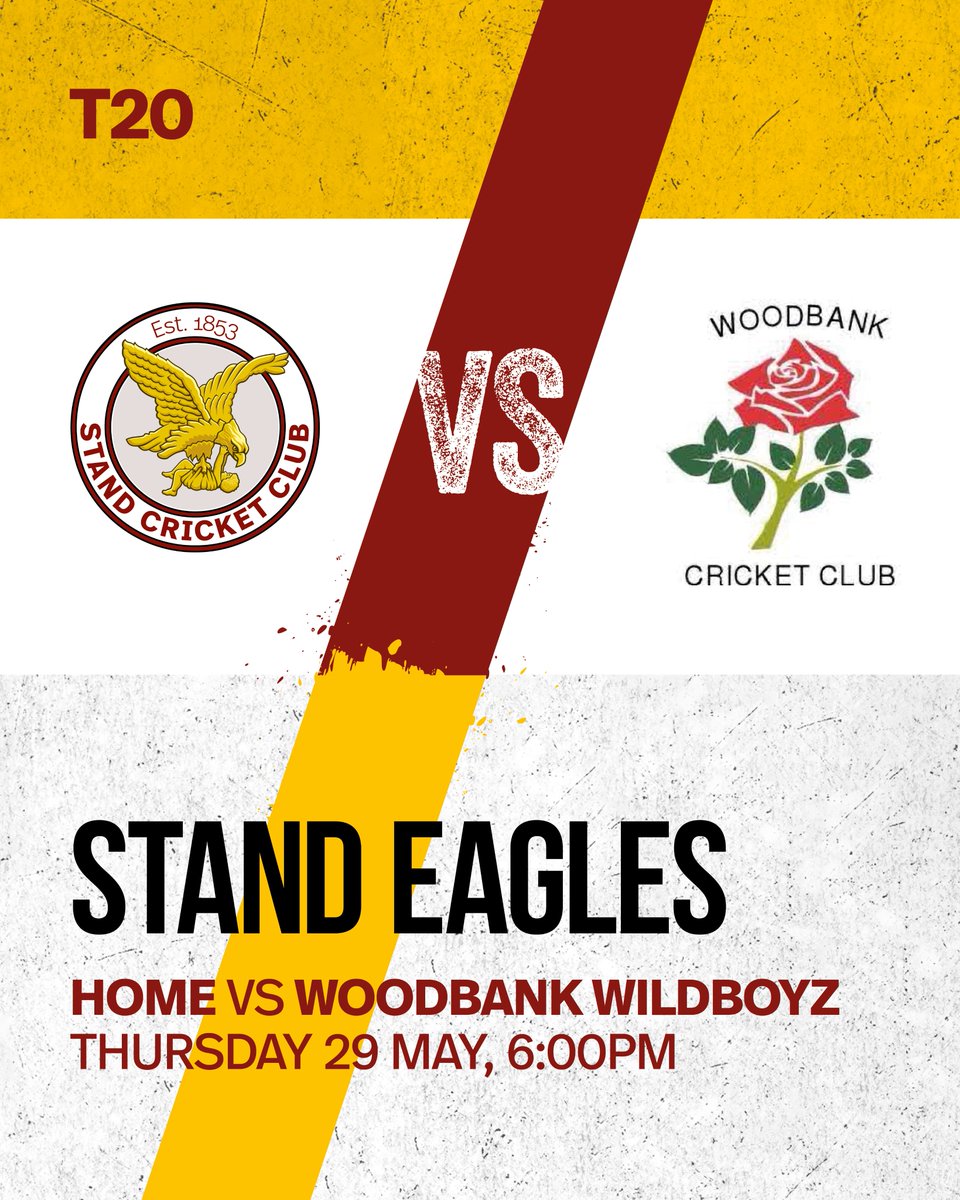 🏏 WE HAVE A T20 GAME TONIGHT! 🏏

The Stand Eagles take on the Woodbank Wildboyz!
Start 6 pm.
Bar open.

See you later!