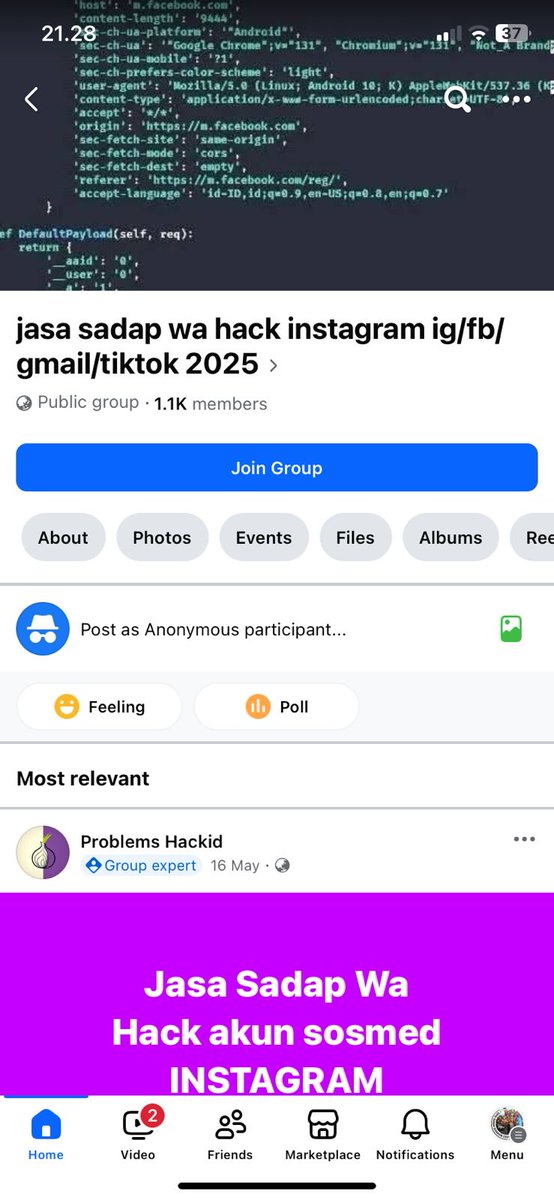 sjjjwan's tweet photo. -(9) kakaknya cowo ku dpet nomor si penipu dari grup FB ini. si penipu ini ownernya dan barusan akun FB ku di blok jadi ga bisa akses https://t.co/SoNRFr5Oql