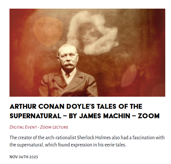 TheLastTuesdayS's tweet photo. Tonight's Lecture - Arthur Conan Doyle’s Tales of the Supernatural—a Zoom talk by James Machin
#ArthurConanDoyle’ #Supernatural #JamesMachin @TheLastTuesdayS
https://t.co/Z8PpcTahGA https://t.co/7lmZhZVtfM