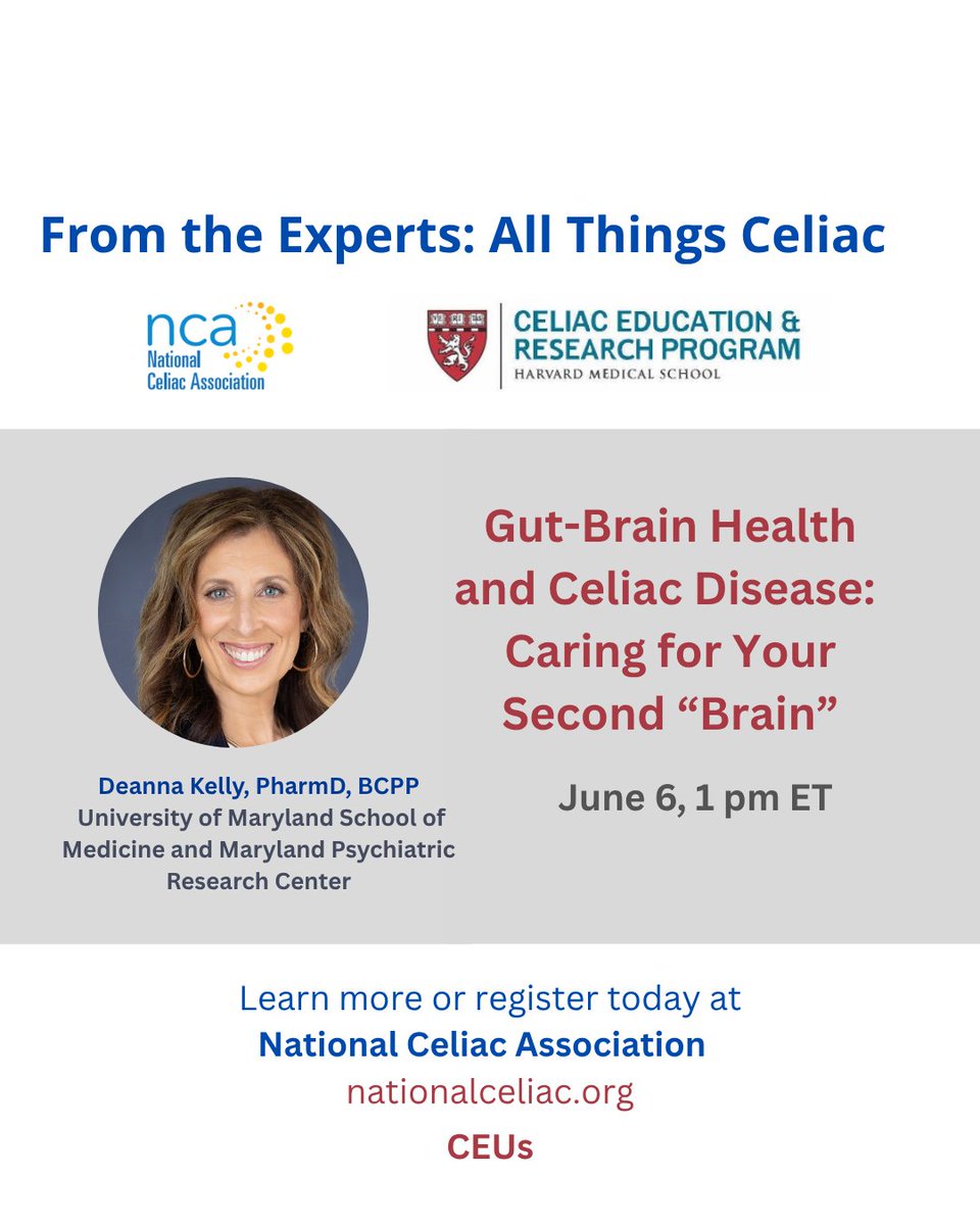 Center for Celiac Research and Treatment (@celiacresearch) on Twitter photo #celiacdisease - Let's "meet" our two expert speakers for our June 6th "All Things Celiac" webinar (free!) with @NationalCeliac and <a href="/harvardmed/">Harvard Medical School</a>. #microbiome #MedEd #CEUs #celiac #coeliac. <a href="/ProfDeannaK/">Deanna Kelly</a>
See bio for <a href="/ProfDeannaK/">Deanna Kelly</a> and registration link: nationalceliac.org/videos/ #celiacdisease - Let's "meet" our two expert speakers for our June 6th "All Things Celiac" webinar (free!) with @NationalCeliac and <a href="/harvardmed/">Harvard Medical School</a>. #microbiome #MedEd #CEUs #celiac #coeliac. <a href="/ProfDeannaK/">Deanna Kelly</a>
See bio for <a href="/ProfDeannaK/">Deanna Kelly</a> and registration link: nationalceliac.org/videos/