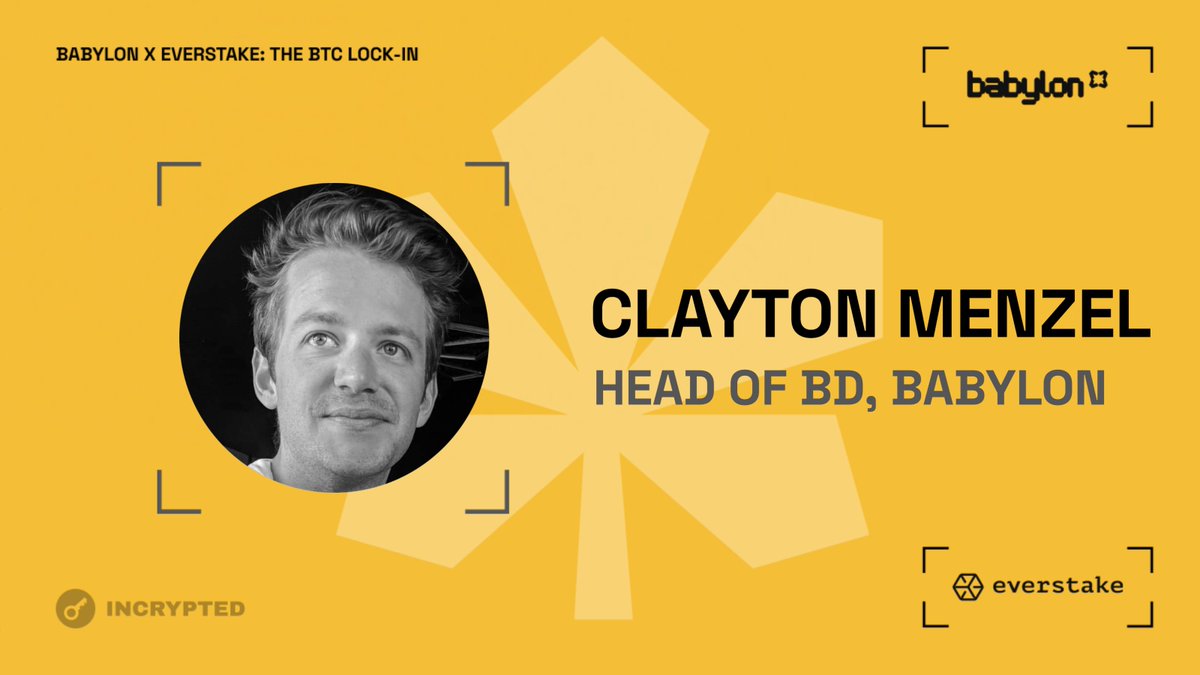 Everstake (@everstake_pool) on Twitter photo We're pleased to welcome Clayton Menzel (<a href="/menzel_clayton/">Clayton Menzel</a>), Head of Business Development at Babylon, as a speaker at the upcoming Babylon x Everstake: The BTC Lock-In panel discussion.
Join us for a thoughtful conversation on Bitcoin security and staking!
🔗 RSVP: We're pleased to welcome Clayton Menzel (<a href="/menzel_clayton/">Clayton Menzel</a>), Head of Business Development at Babylon, as a speaker at the upcoming Babylon x Everstake: The BTC Lock-In panel discussion.
Join us for a thoughtful conversation on Bitcoin security and staking!
🔗 RSVP: