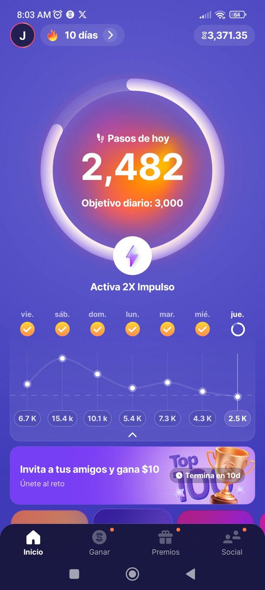 JuPa_Toro's tweet photo. @SweatEconomy For this Thursday (it's already past 8 AM where I live), I already count 2,482 steps. https://t.co/JFKtChrHbo
