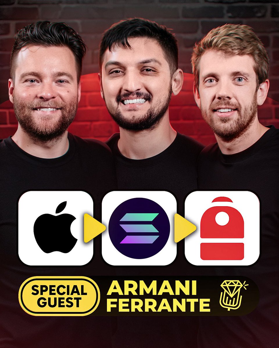 New episode is packed! 🎒

We had an inspirational conversation with <a href="/armaniferrante/">Armani Ferrante</a> - ex-Apple engineer, early Solana dev &amp; founder of Backpack Exchange.

Watch here 👉 youtu.be/IjKWnsP-3xw

🍏 Inspired by Apple’s marketing
👨🏻‍💻 Shaped by early Solana days
🎒 Building <a href="/Backpack/">Backpack 🎒</a>