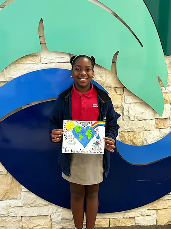 Congrats Jewel Mombrun, Division 3 Winner of "Drop Savers" Water Conservation Poster Contest! A Bonita Springs Charter School student showing #StrongMindsGoodHearts in action: a mind for creativity and a heart for conservation. bit.ly/3Z1yZk5