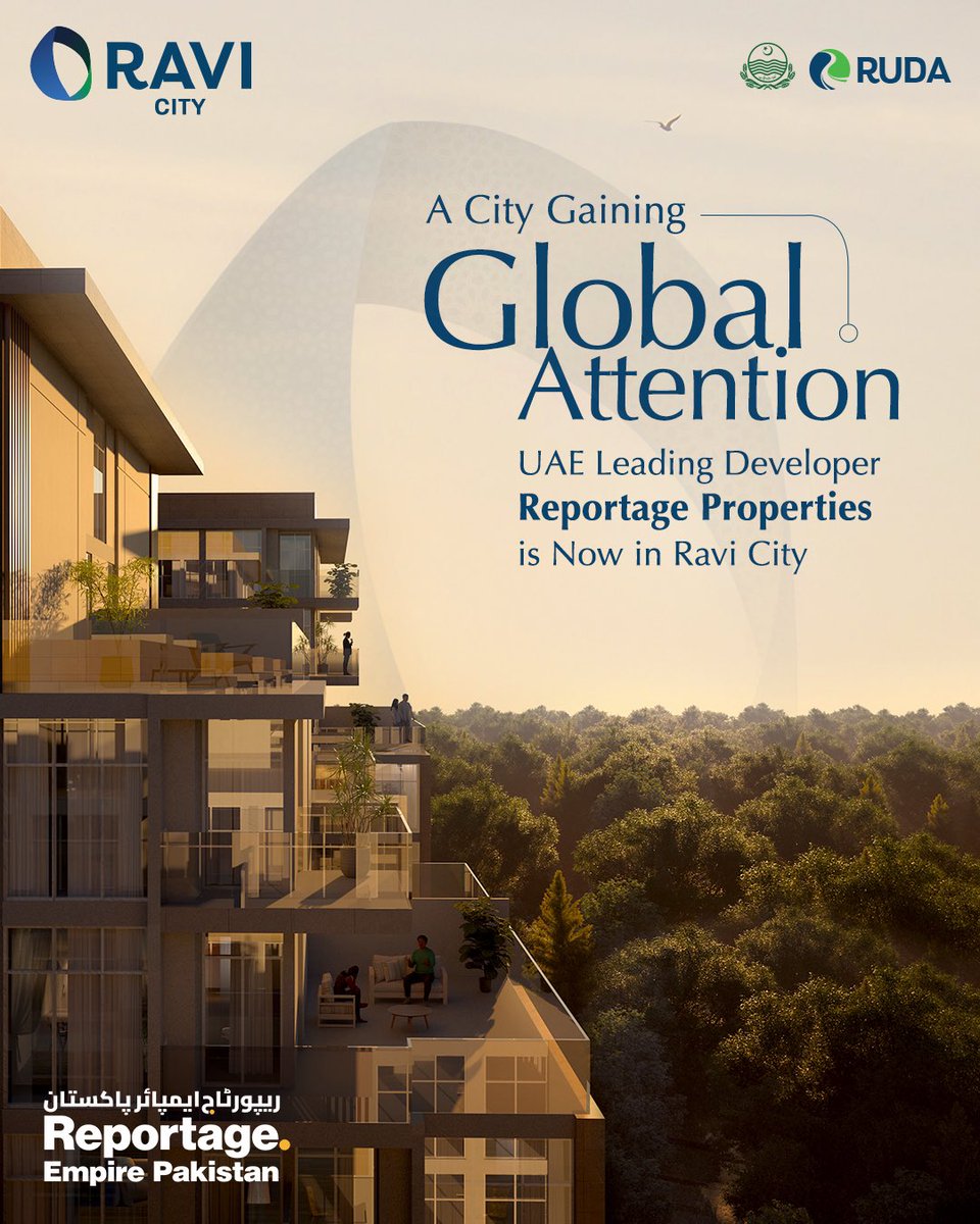 Ravi_RUDA's tweet photo. With a bold vision, Ravi City is drawing the attention of global investors. Reportage Empire is developing the iconic Skyline Towers -a landmark project set to redefine high-rise living.
#RaviCity #ChaharBagh #GlobalImpact #SkylineTowers #ReportageEmpire https://t.co/vKTkVHfraV