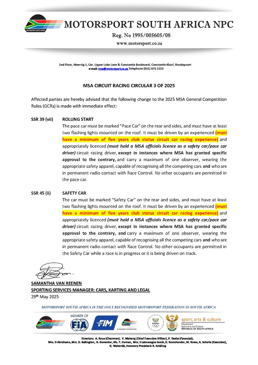MSA CIRCUIT RACING CIRCULAR 3 OF 2025

motorsport.co.za/wp-content/upl…