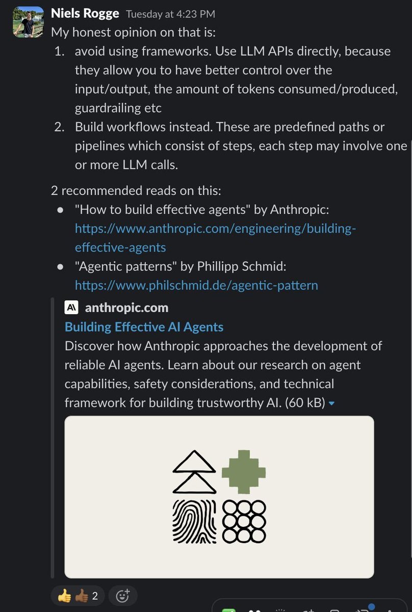 NielsRogge's tweet photo. When people ask me: 

"Which framework should I use for developing AI agents? Should I use @OpenAI Agent SDK? Google's Agent Development Kit? LangGraph or @pydantic Agent framework?"

Here's my honest answer: https://t.co/lH4OGdXG1e