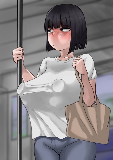 挿入したまま外出するスリルを味わう汗っかきな娘 