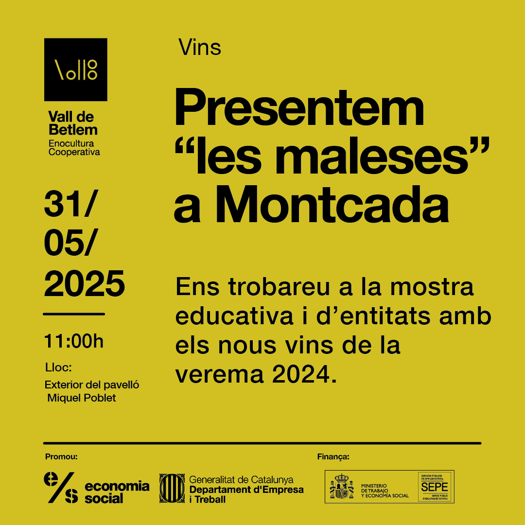 Vall de Betlem (@vallbetlem) on Twitter photo Aquest dissabte serem a la mostra educativa i d'entitats de Montcada i Reixac presentant els vins de la verema del 2024 en especial la nostra #garnatxablanca "Les Maleses". Ho fem de la mà del <a href="/museumontcada/">MUSEU MONTCADA. Ass. Amics</a> . Us hi esperem . <a href="/DOAlella/">DO Alella</a> <a href="/AjMontcada/">Ajuntament Montcada i Reixac</a> Aquest dissabte serem a la mostra educativa i d'entitats de Montcada i Reixac presentant els vins de la verema del 2024 en especial la nostra #garnatxablanca "Les Maleses". Ho fem de la mà del <a href="/museumontcada/">MUSEU MONTCADA. Ass. Amics</a> . Us hi esperem . <a href="/DOAlella/">DO Alella</a> <a href="/AjMontcada/">Ajuntament Montcada i Reixac</a>