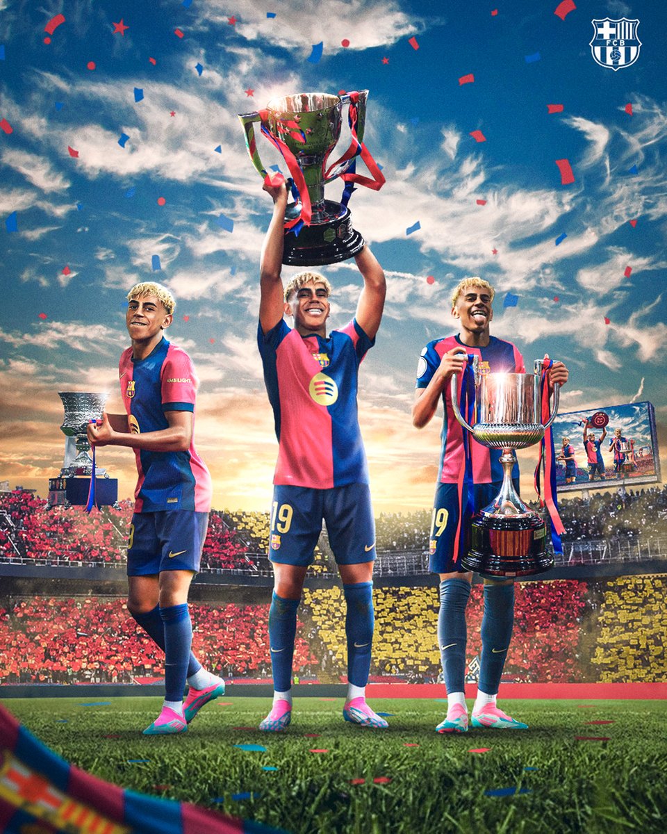 FCBarcelona's tweet photo. 🏆 𝐋𝐚𝐦𝐢𝐧𝐞 🏆 𝐘𝐚𝐦𝐚𝐥 🏆 https://t.co/rRee17qhUT