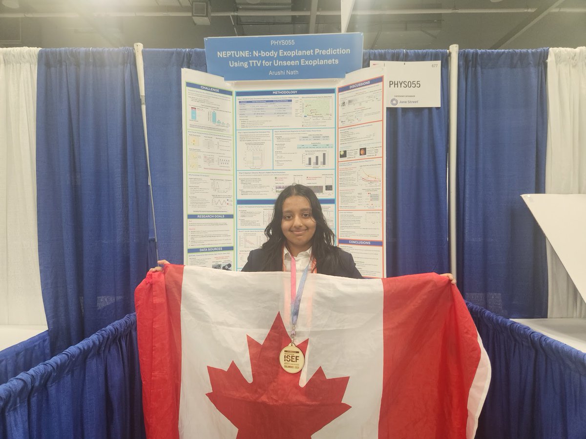 GirlsInScience's tweet image. Congratulations to Arushi Nath, former CAGIS member and recipient of the Third Grand Award in the Physics and Astronomy Category at the 75th Regeneron International Science and Engineering Fair (ISEF)! 🏆🌟
Arushi competed as part of Team Canada at the ISEF! Her project,…