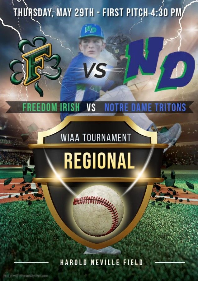 NDA Baseball (@ndatritonbase) on Twitter photo GAME DAY!!!
WIAA REGIONAL PLAYOFFS
Freedom vs. Notre Dame
First Pitch - 4:30 pm
Harold Neville Field
<a href="/NDATritonSports/">Notre Dame Academy Athletics - Green Bay, WI</a> <a href="/frccathletics/">Fox River Classic Conference</a> <a href="/PrepBaseballWI/">Prep Baseball Wisconsin</a> GAME DAY!!!
WIAA REGIONAL PLAYOFFS
Freedom vs. Notre Dame
First Pitch - 4:30 pm
Harold Neville Field
<a href="/NDATritonSports/">Notre Dame Academy Athletics - Green Bay, WI</a> <a href="/frccathletics/">Fox River Classic Conference</a> <a href="/PrepBaseballWI/">Prep Baseball Wisconsin</a>