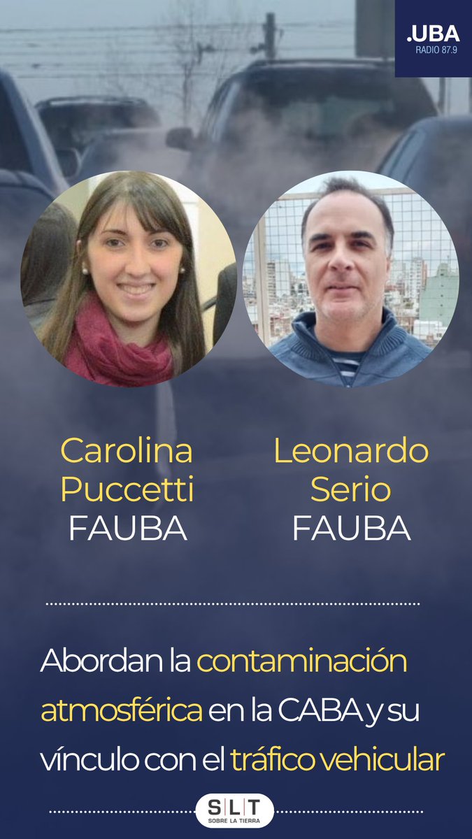 1⃣Hoy 20h🦋𝗦𝗟𝗧-𝗥𝗮𝗱𝗶𝗼🦋el programa de <a href="/AgronomiaUBA/">FAUBA</a> x <a href="/RadioUBA/">Radio UBA 87.9</a> ¡Te esperamos!
🔔uba.ar/ubaradio

En la 1a entrevista...
🛞𝗖𝗮𝗿𝗼𝗹𝗶𝗻𝗮 𝗣𝘂𝗰𝗰𝗲𝘁𝘁𝗶+𝗟𝗲𝗼𝗻𝗮𝗿𝗱𝗼 𝗦𝗲𝗿𝗶𝗼: CABA, aire y polución 

#UBA #FAUBA #contaminación #CABA #tránsito #salud
