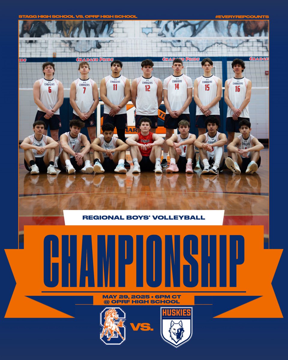 Here we go! The Regional Championship is tonight at OPRF at 6pm.  

#1 OPRF vs #8 Stagg

Come cheer on the Chargers!

#GameDay #EveryRepCounts